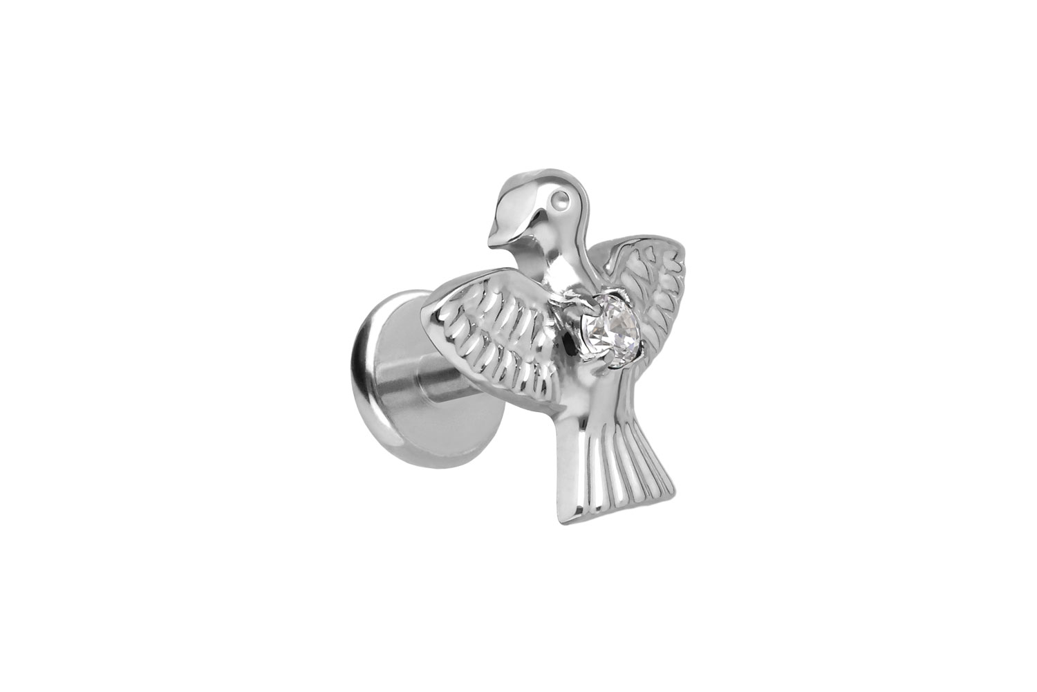 Titan Labret Piercing mit Push Fit TAUBE